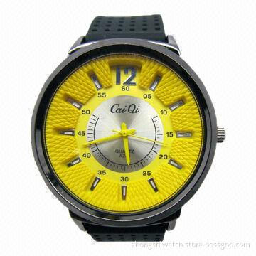 Men's Wristwatch with Fashionable Metal Case, Special Design Dial and Silicone Strap